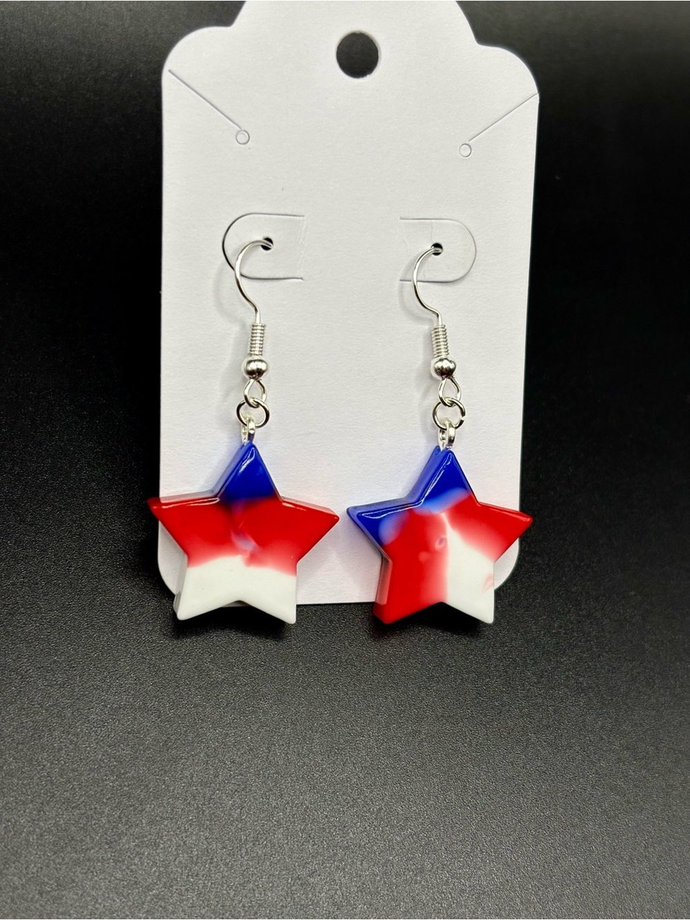 Patriotic Star Earrings - Red White Blue